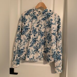 LoveShackFancy Organic Cropped Button Down Floral shirt - L